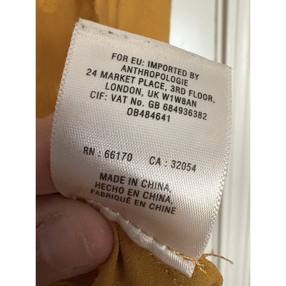 Maeve Anthropologie Size 10 Mustard Yellow Sleeveless Lace-Up Blouse Embroidered - Picture 5 of 6